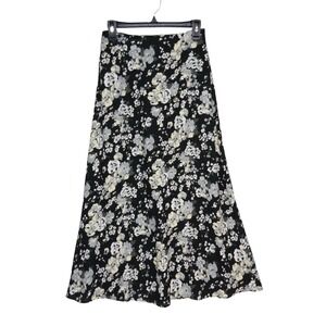 Liz Claiborne Silk Dark Floral Maxi Skirt Size 6 Cottagecore Retro Fairy Grunge